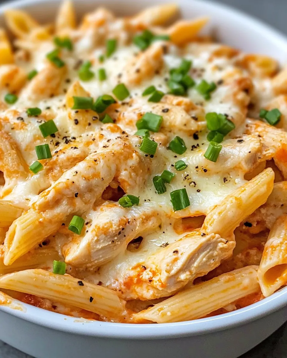 Easy Buffalo Ranch Chicken Penne Bake food shot