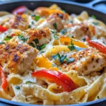 Homemade Cajun Chicken Alfredo Bake with Roasted Peppers recipe photo