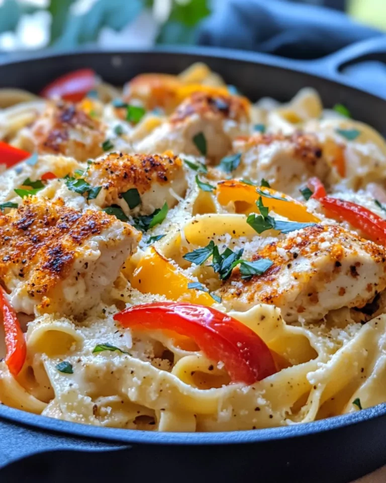 Homemade Cajun Chicken Alfredo Bake with Roasted Peppers recipe photo