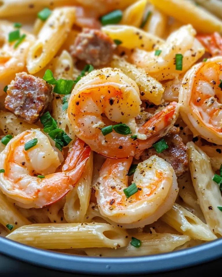 Homemade Cajun Shrimp & Turkey Sausage Penne Alfredo recipe photo