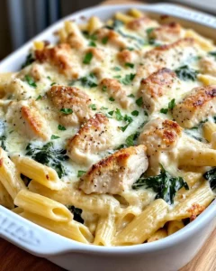 Homemade Chicken Alfredo Baked Penne with Spinach recipe photo