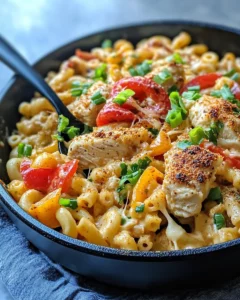 Homemade Chicken Fajita Mac and Cheese Skillet photo