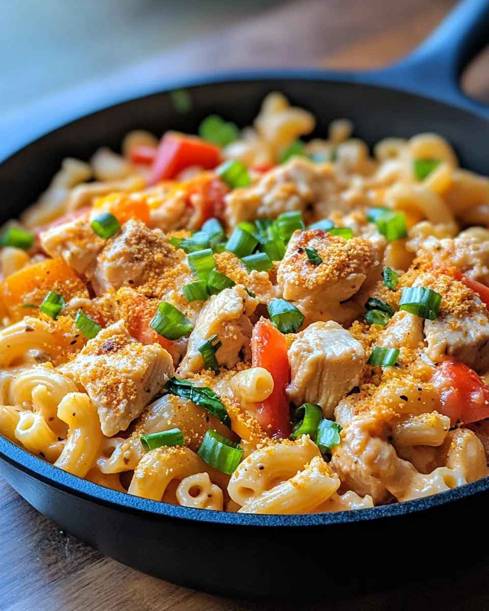 Easy Chicken Fajita Mac and Cheese Skillet recipe image