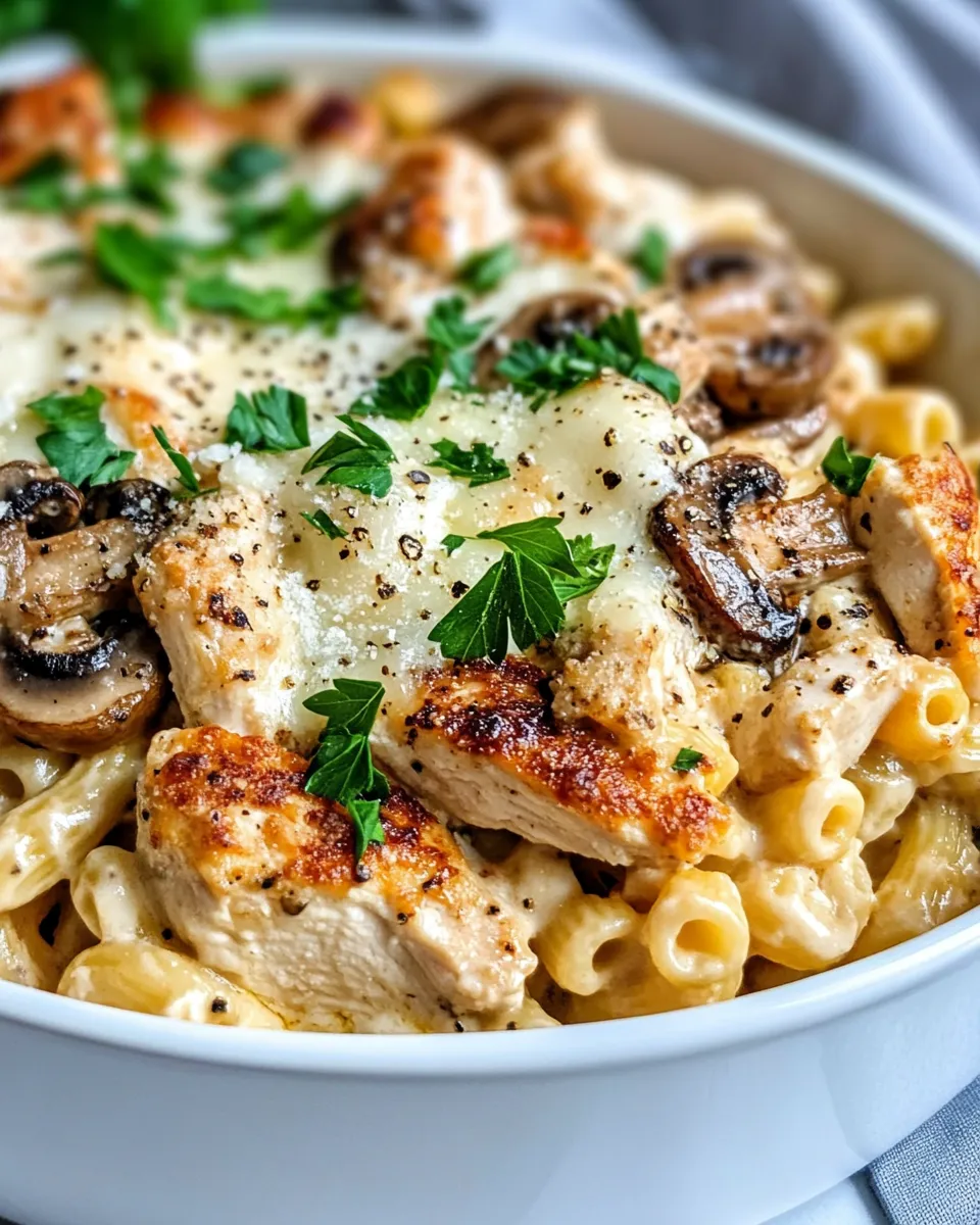 Easy Chicken Marsala Macaroni Bake food shot