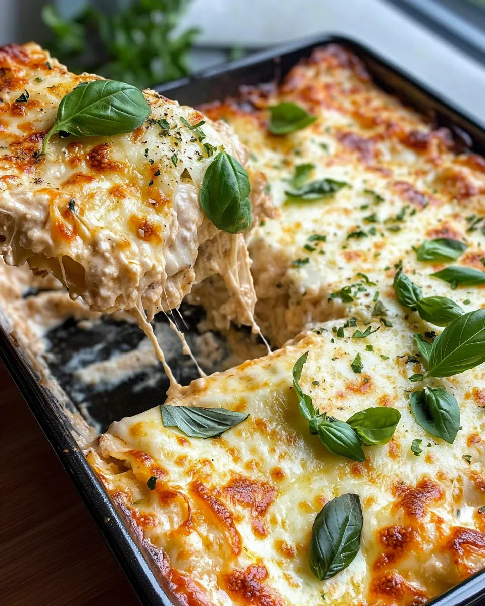 Classic Chicken Parm Alfredo Lasagna Bake dish photo