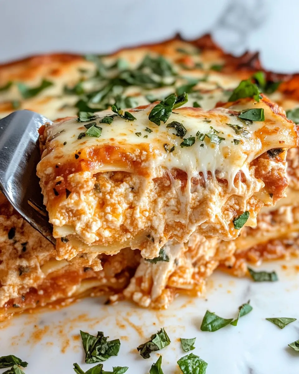 Easy Chicken Parm Alfredo Lasagna Bake food shot