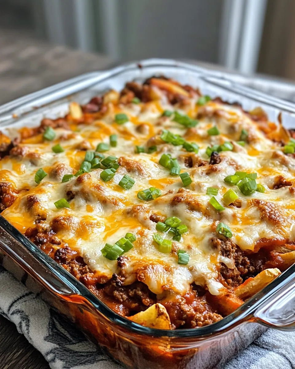 Classic Chili-Cheese Steak Fries Casserole dish photo