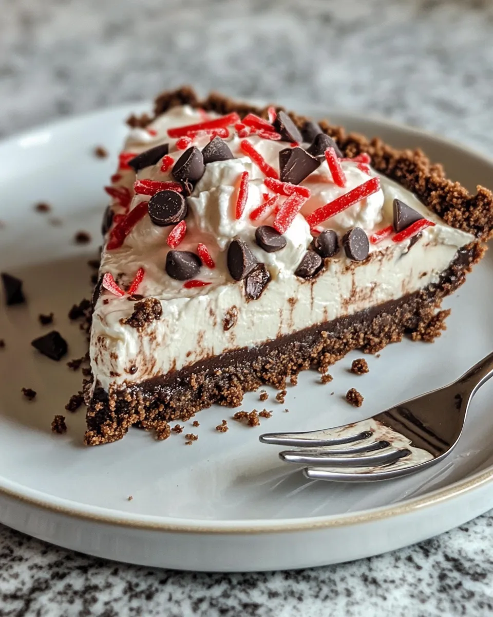 Easy Chocolate Peppermint No-Bake Pie recipe image