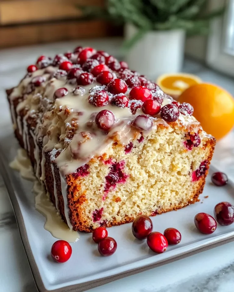 Homemade Cranberry Orange Loaf with Vanilla Glaze photo