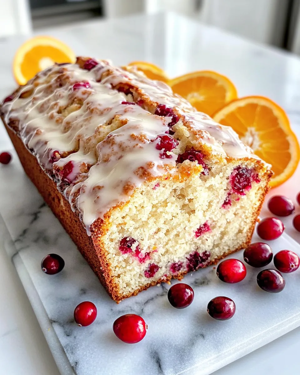 Delicious Cranberry Orange Loaf with Vanilla Glaze dish photo