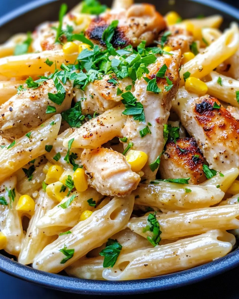 Delicious Creamy Cajun Chicken & Corn Penne photo