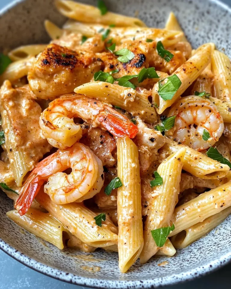 Homemade Creamy Cajun Chicken & Shrimp Penne photo