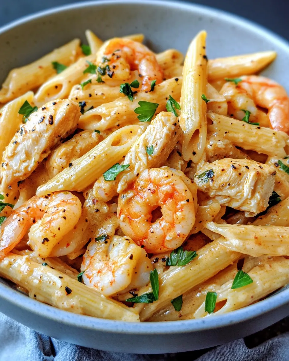 Classic Creamy Cajun Chicken & Shrimp Penne image