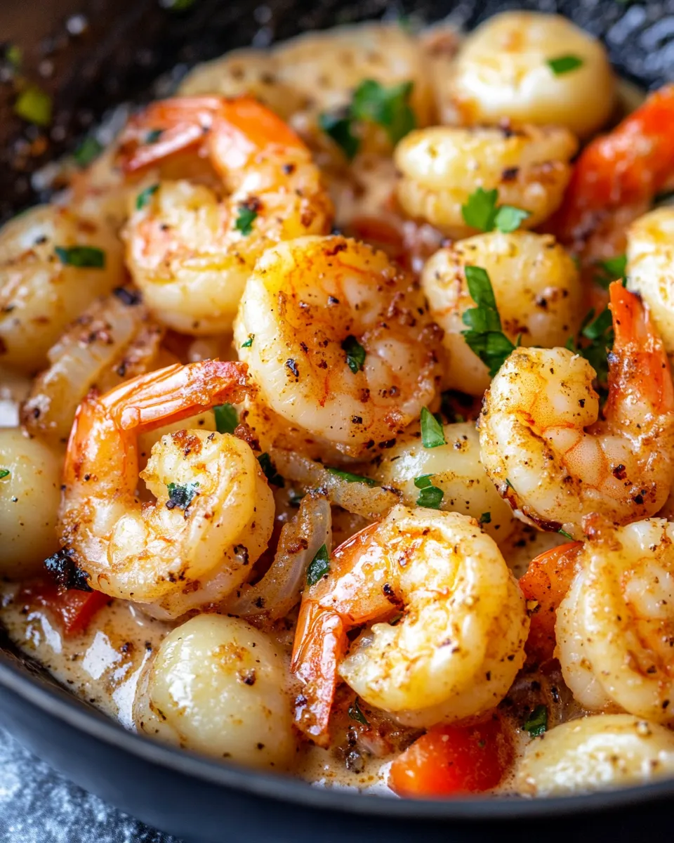 Easy Creamy Cajun Shrimp Gnocchi food shot