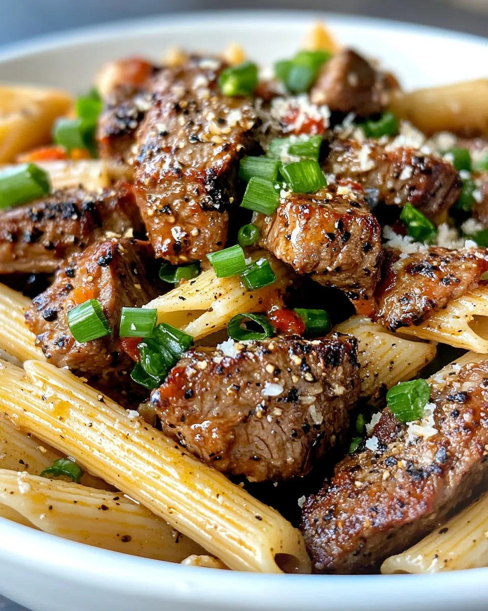 Classic Creamy Cajun Steak Tips with Penne dish photo