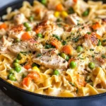 Homemade Creamy Chicken Pot Pie Noodle Skillet photo