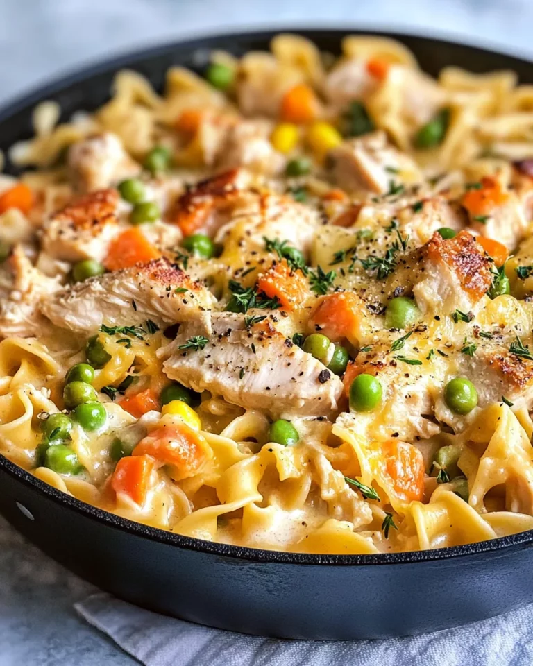 Homemade Creamy Chicken Pot Pie Noodle Skillet photo