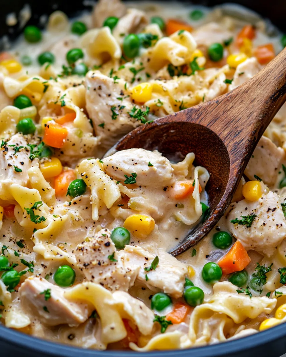 Easy Creamy Chicken Pot Pie Noodle Skillet recipe image