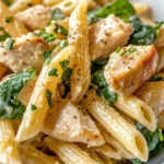 Homemade Creamy Garlic Chicken Florentine Penne photo