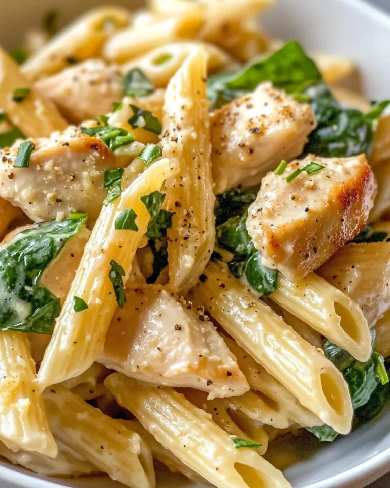 Homemade Creamy Garlic Chicken Florentine Penne photo