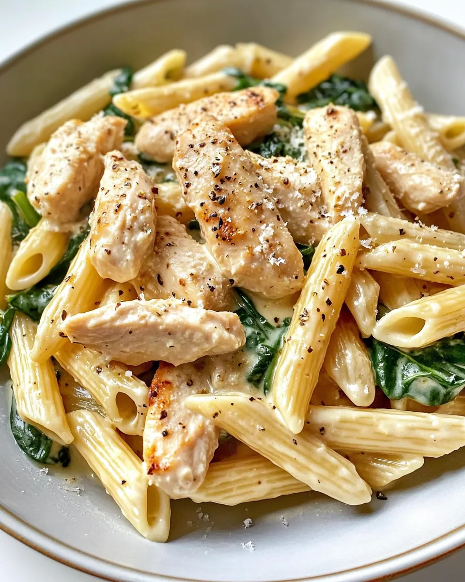 Classic Creamy Garlic Chicken Florentine Penne image