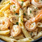 Homemade Creamy Garlic Shrimp and Chicken Penne photo