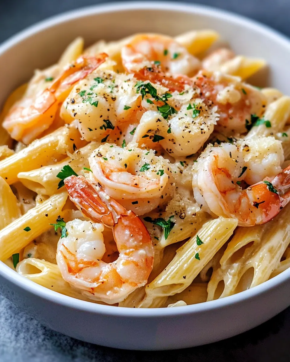 Classic Creamy Garlic Shrimp and Chicken Penne image