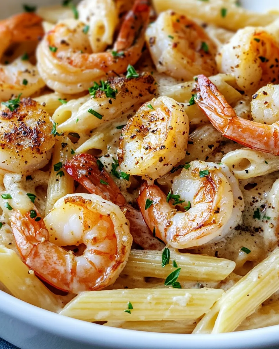 Easy Creamy Garlic Shrimp and Chicken Penne picture