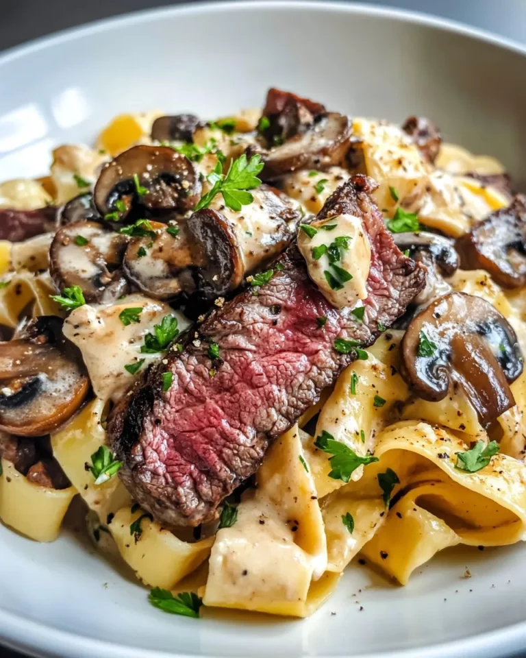 Homemade Creamy Mushroom Steak Pappardelle recipe photo