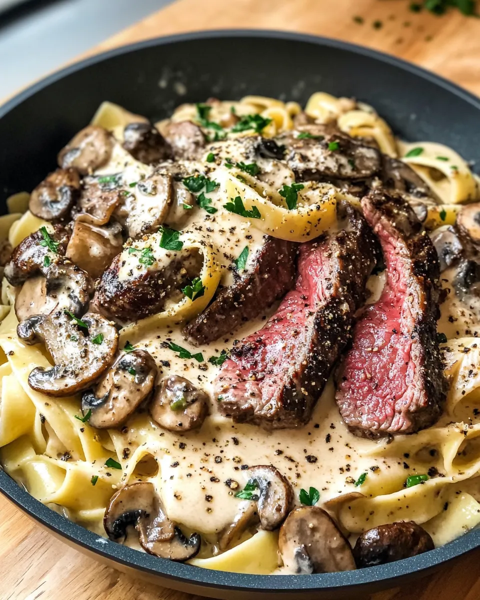 Classic Creamy Mushroom Steak Pappardelle dish photo