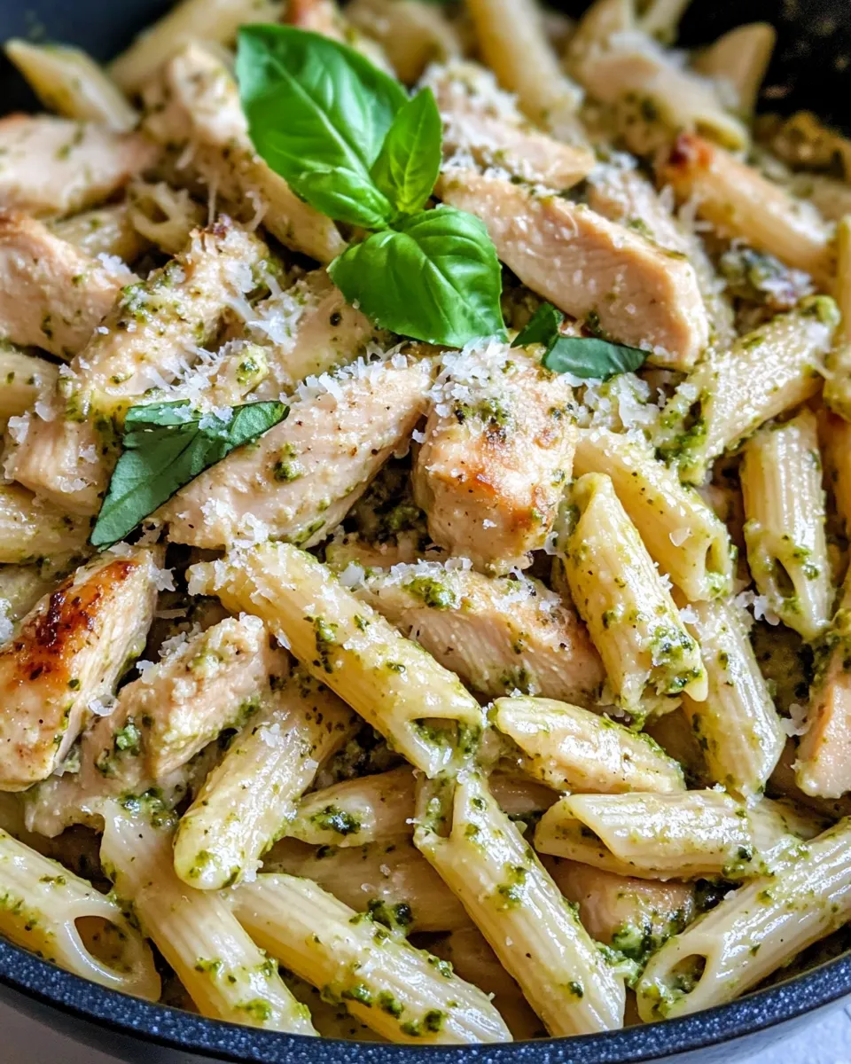 Homemade Creamy Pesto Chicken Penne (One Pot) dish photo