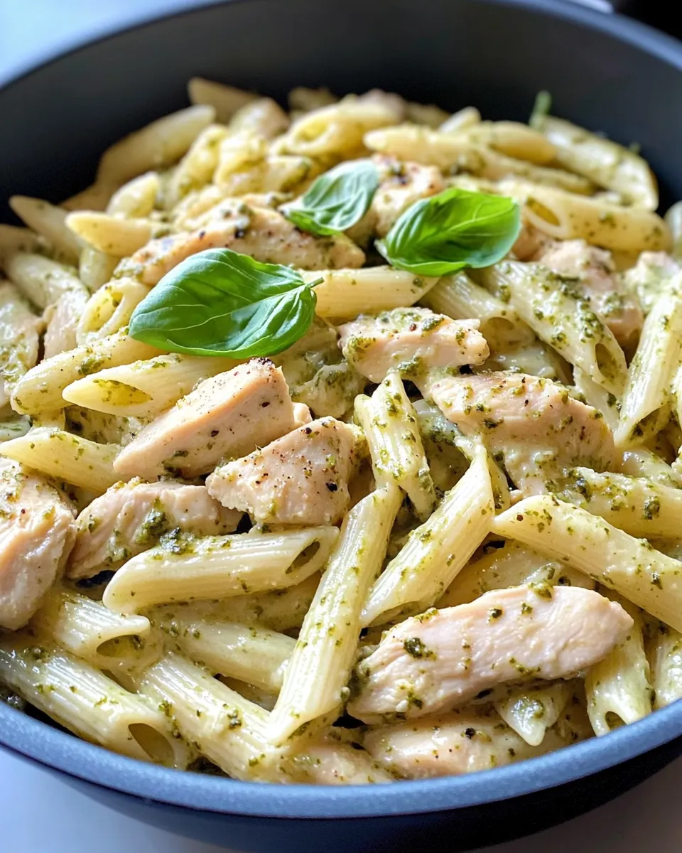 Easy Creamy Pesto Chicken Penne (One Pot) food shot