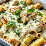 Homemade Creamy Pesto Chicken Rigatoni Bake recipe photo