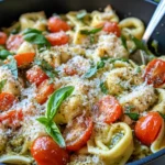Homemade Creamy Pesto Chicken Tortellini Bake photo
