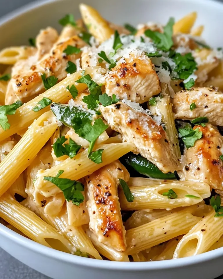 Delicious Creamy Poblano Chicken Penne dish photo