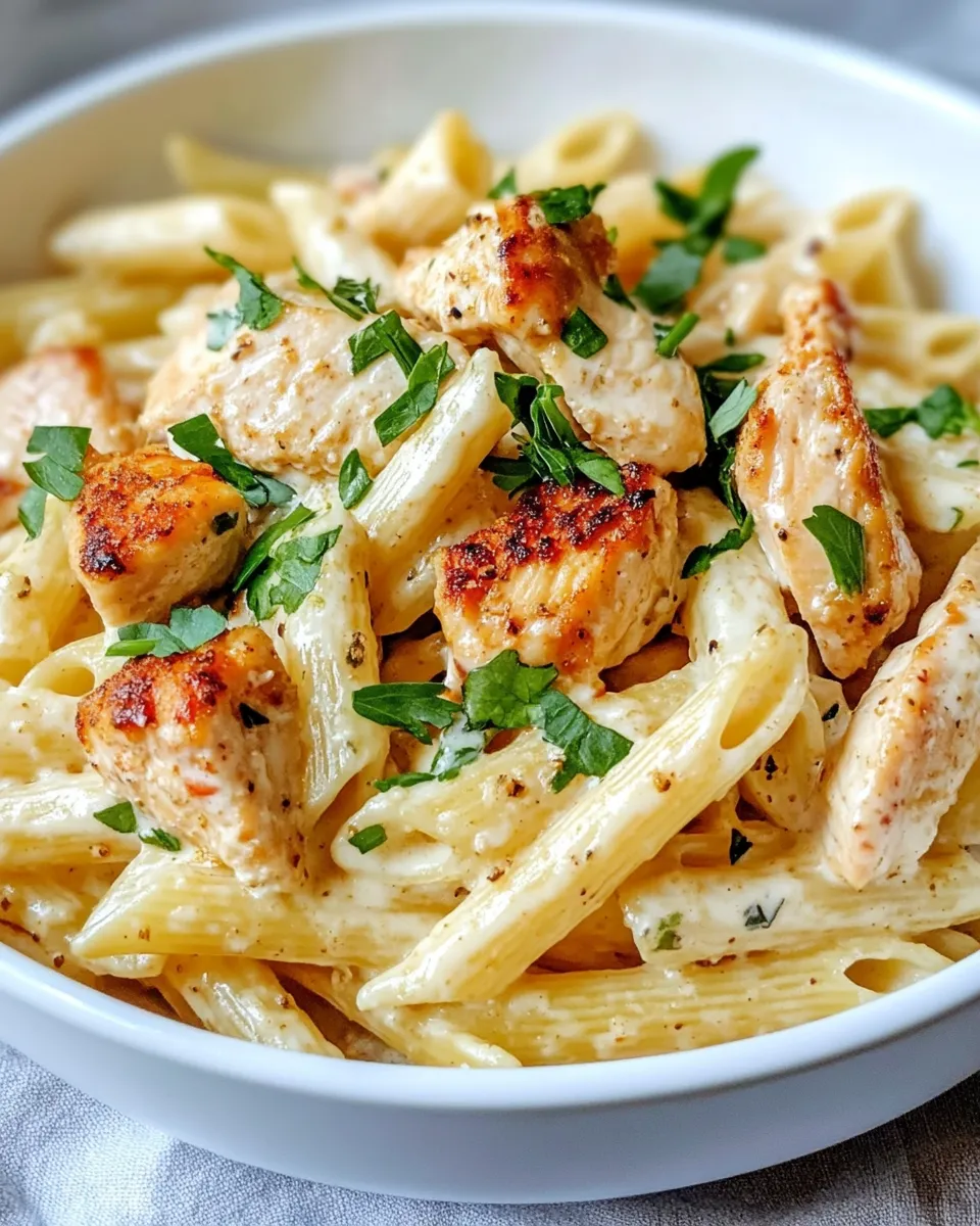 Easy Creamy Poblano Chicken Penne recipe image