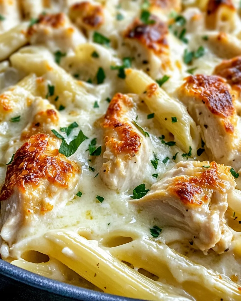 Classic Creamy Roasted Garlic Chicken Alfredo Bake dish photo