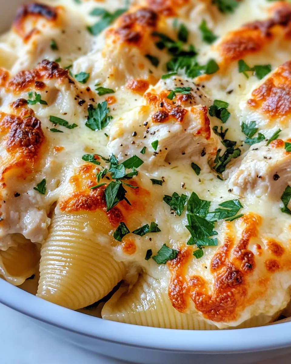 Easy Creamy Roasted Garlic Chicken Shells dish photo