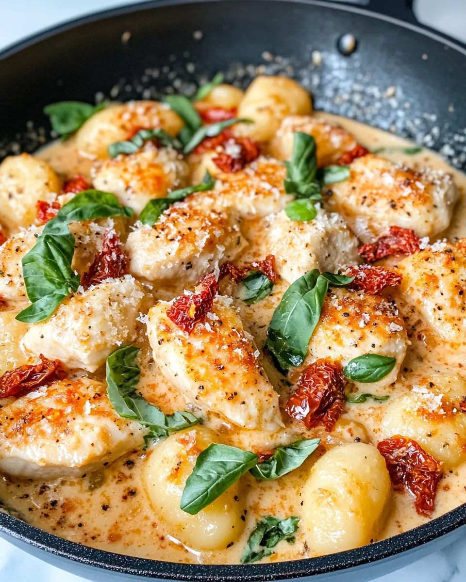 Easy Creamy Sun-Dried Tomato Chicken Gnocchi recipe image