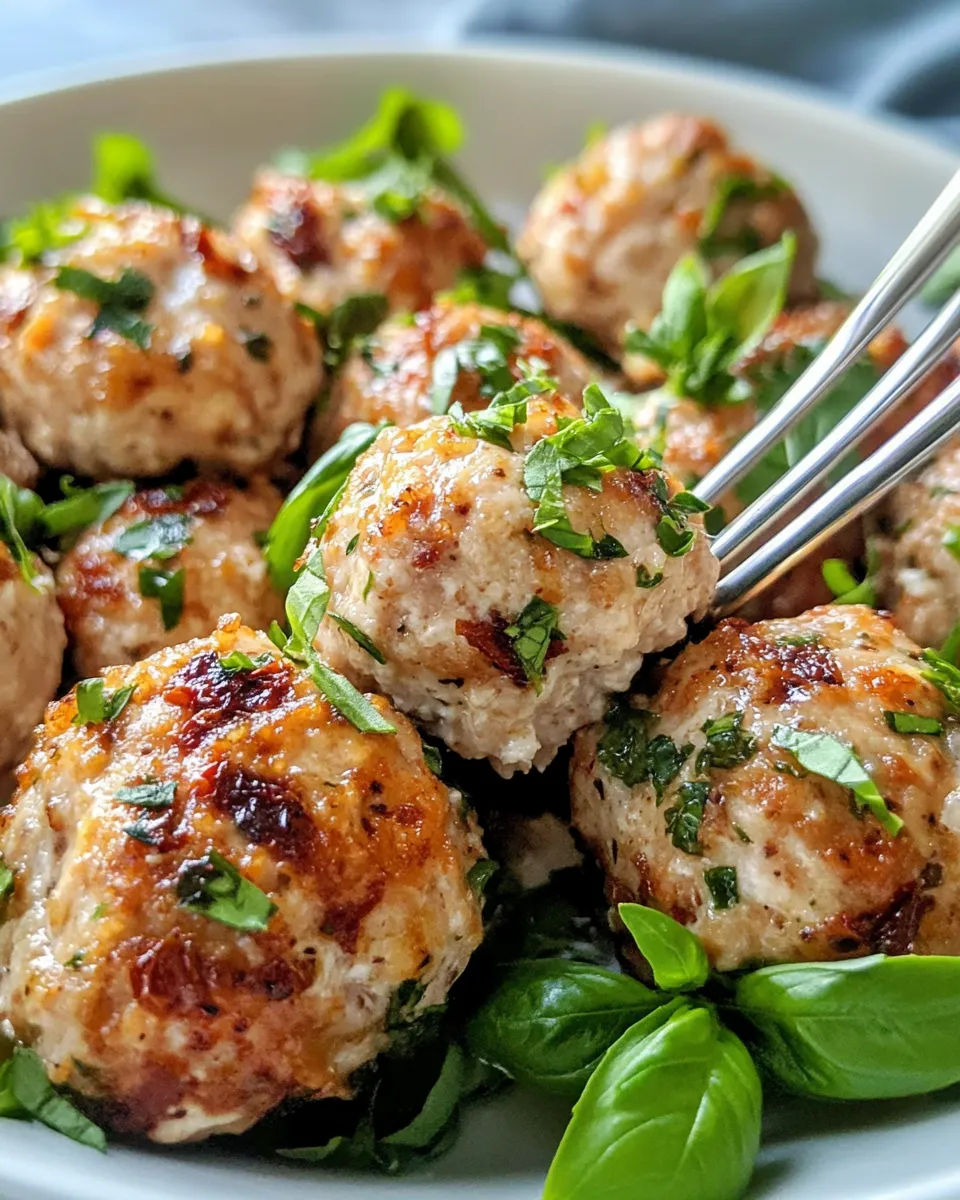 Easy Creamy Sun-Dried Tomato Chicken Meatballs food shot
