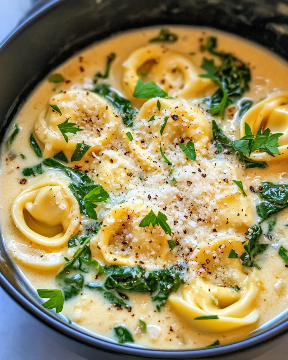 Delicious Creamy Tortellini Soup with Spinach (30 Minutes) image