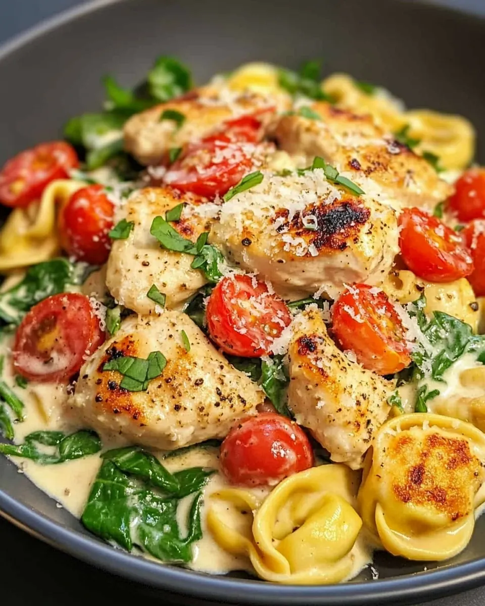 Easy Creamy Tuscan Chicken Tortellini Skillet recipe photo