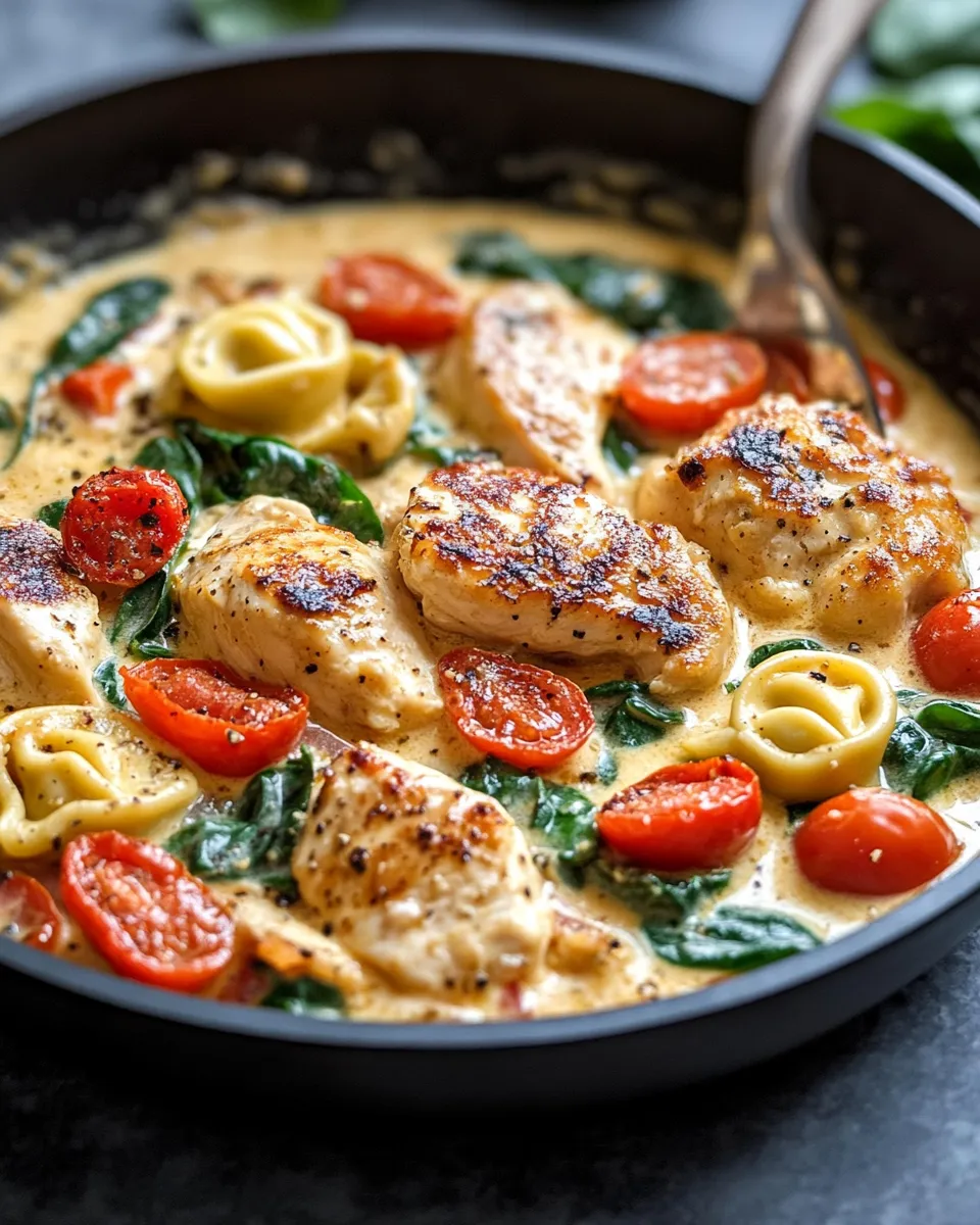 Delicious Creamy Tuscan Chicken Tortellini Skillet dish photo