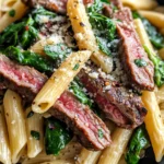 Homemade Creamy Tuscan Steak Penne with Spinach recipe photo