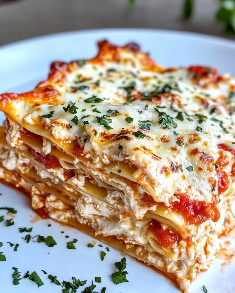 Delicious Crockpot Chicken Alfredo Lasagna dish photo