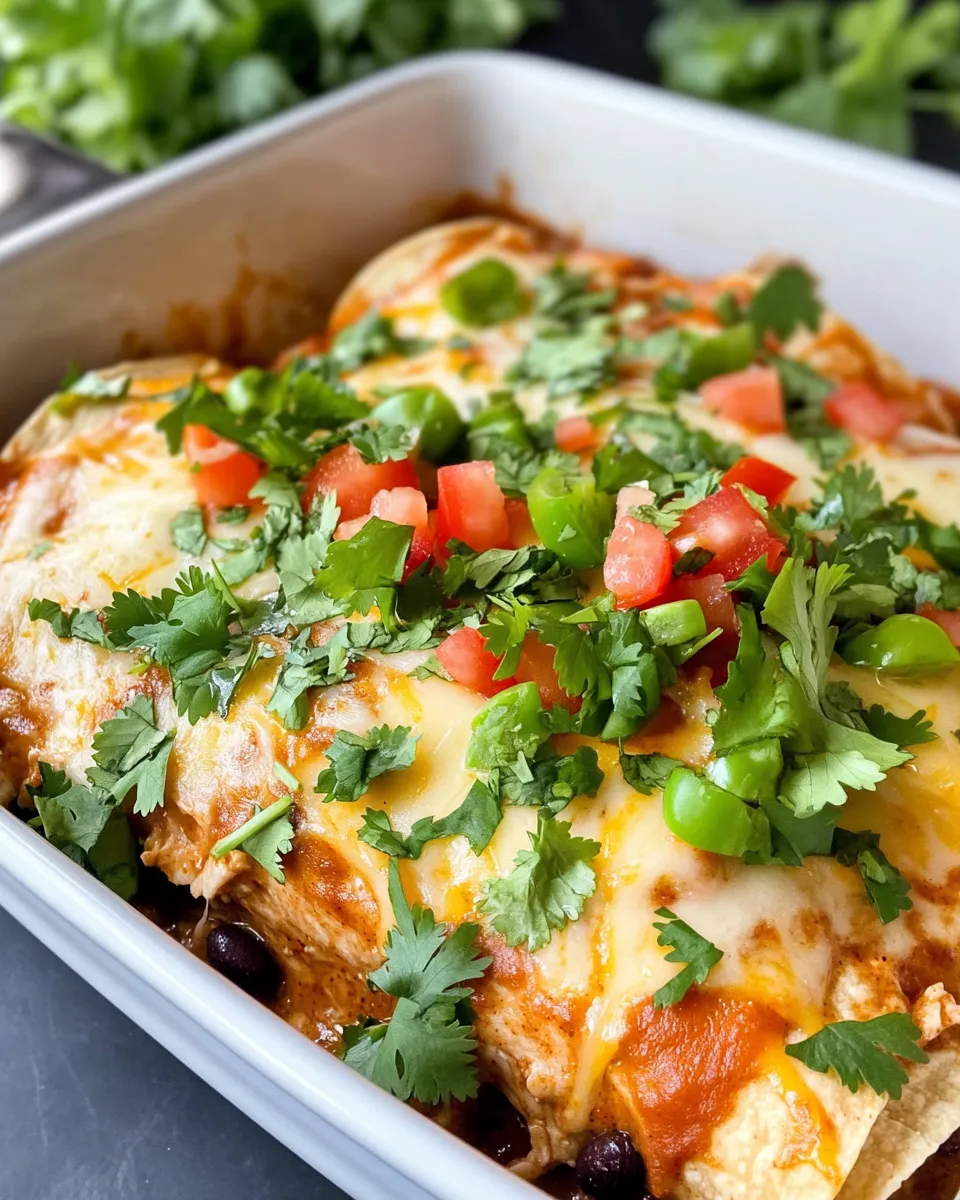 Easy Crockpot Chicken Enchilada Casserole dish photo