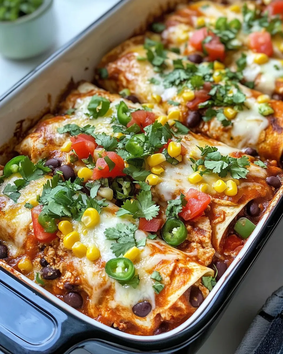 Delicious Crockpot Chicken Enchilada Casserole food shot