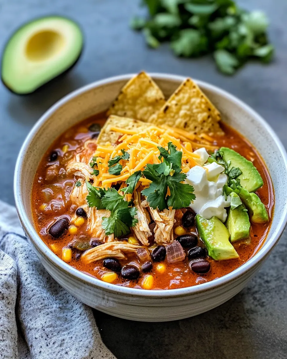 Homemade Crockpot Chicken Tortilla Soup (Set & Forget) recipe photo