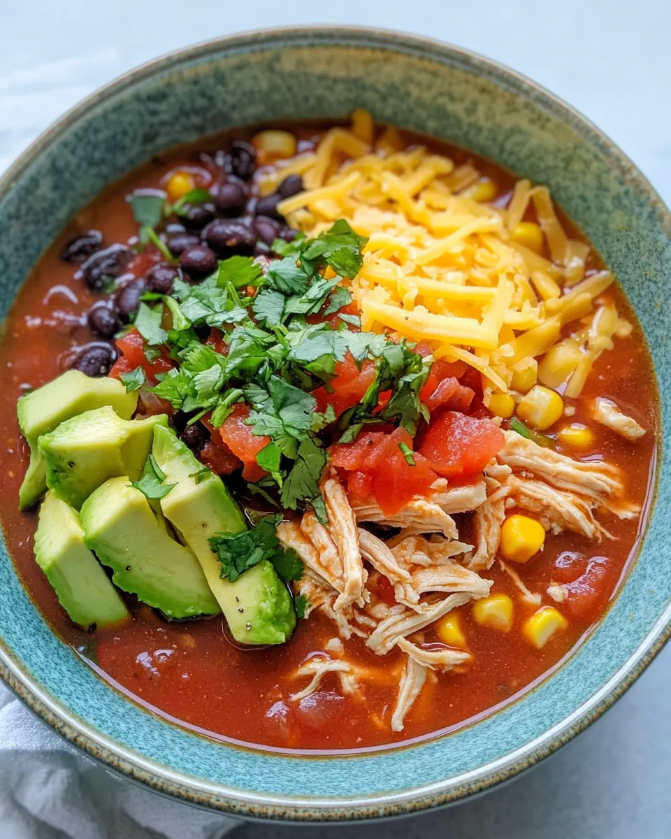 Easy Crockpot Chicken Tortilla Soup (Set & Forget) food shot