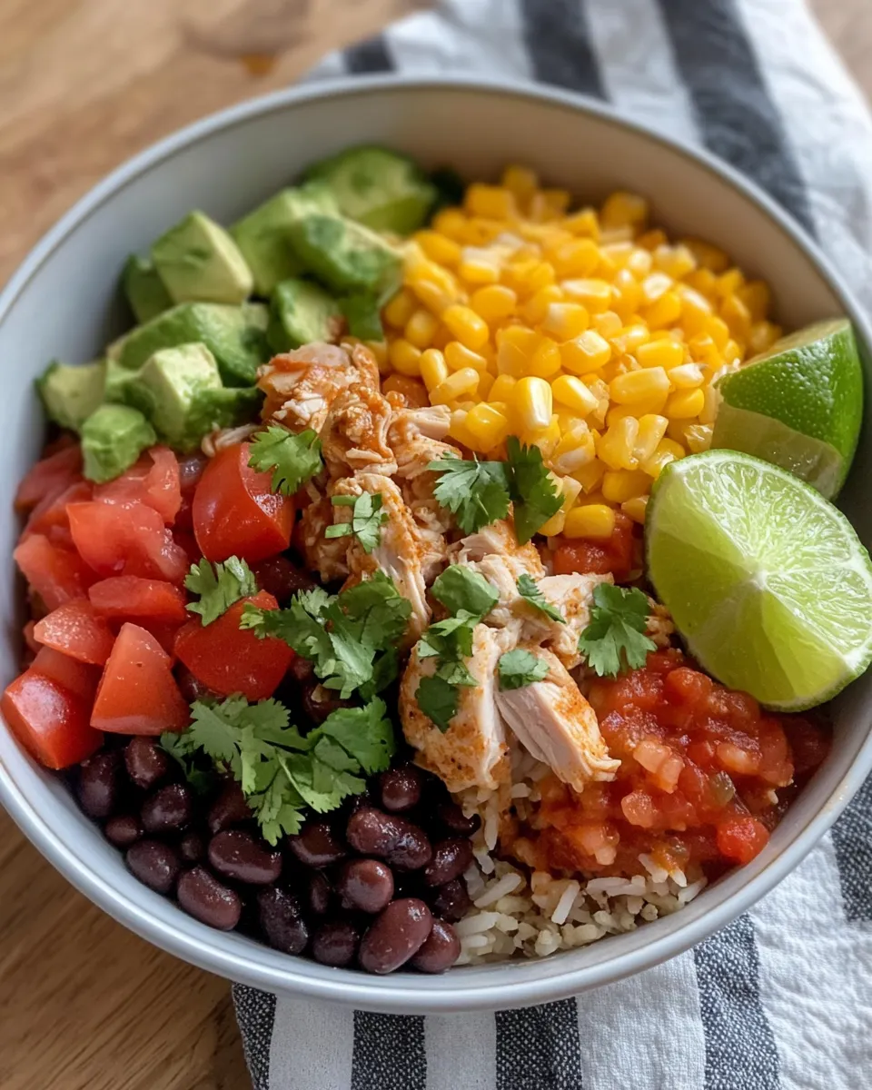 Easy Crockpot Fiesta Chicken & Rice Bowls food shot